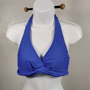 Athleta Blue Twist Front Halter Wired Swim Top Size 36 B/C